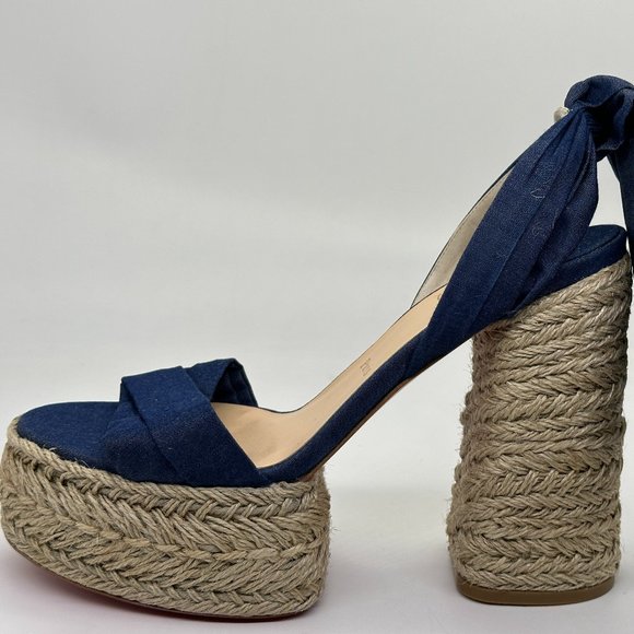 Christian Louboutin MARIZA DU DESERT Platform Heels Espadrille Sandal Shoes - Picture 3 of 13